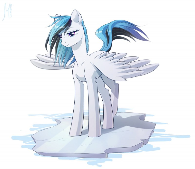 Белая пони с голубой гривой