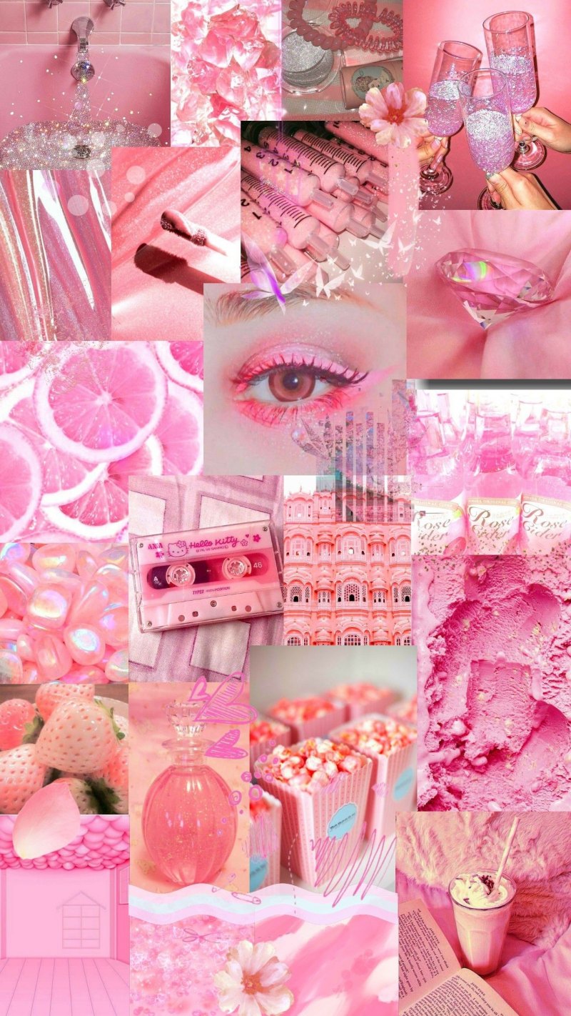 Коллаж розового цвета
