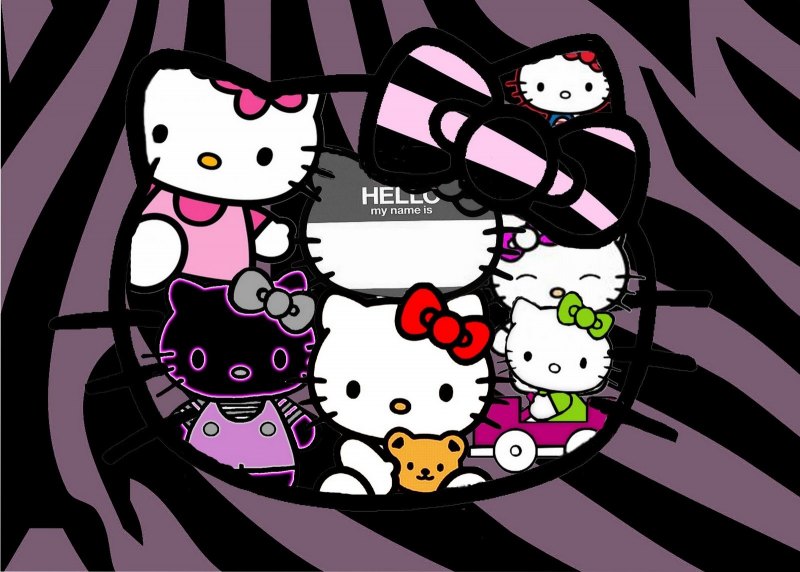 Черные обои с hello kitty