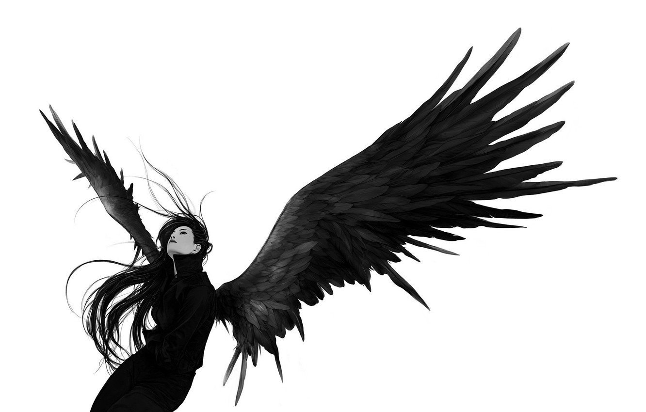 Арт Архангел с черными крыльями
