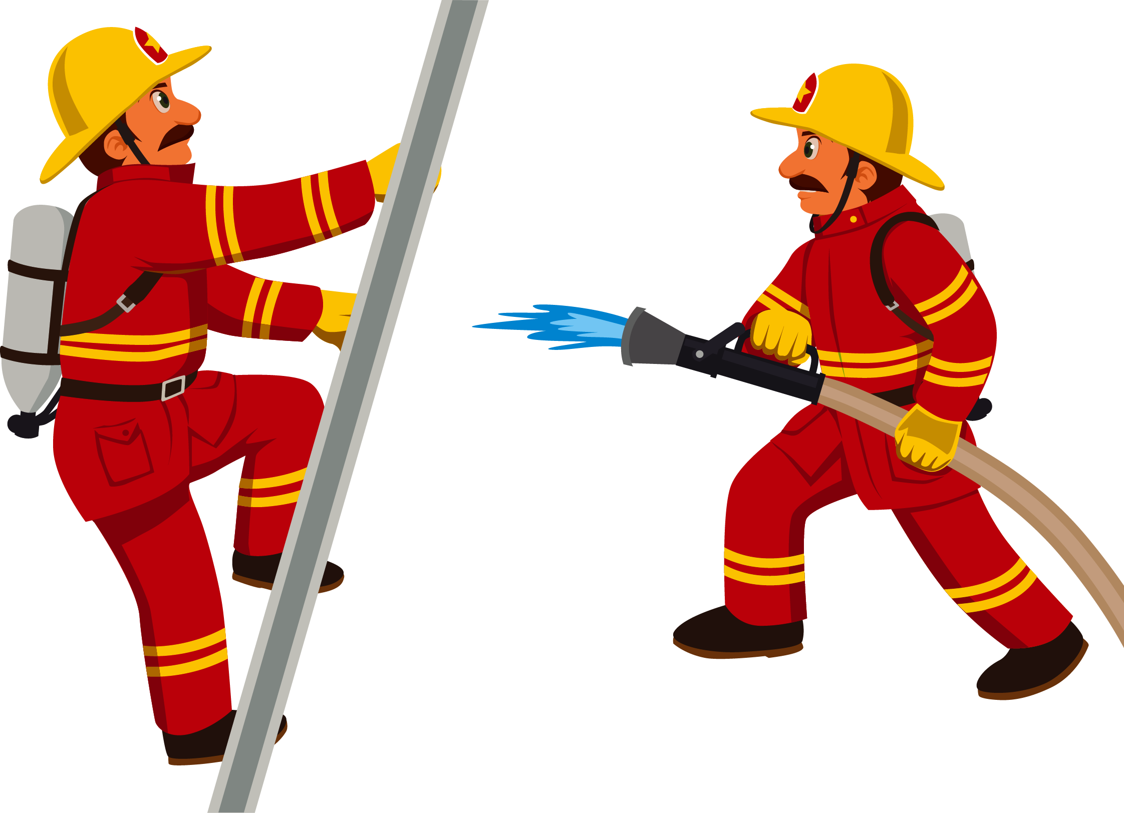 Пожарник тушит пожар рисунок