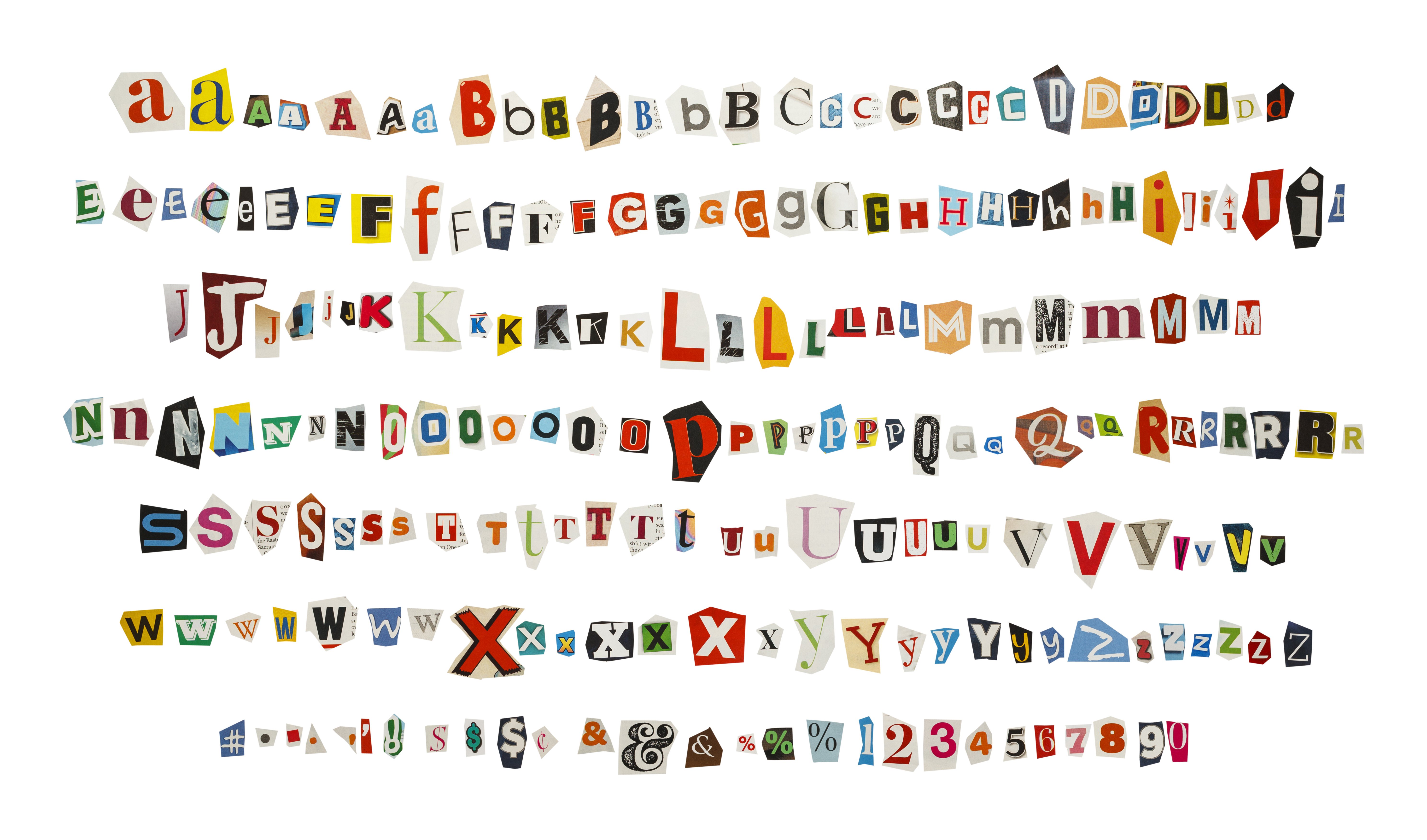 букв алфавита с общим стилем изображения
