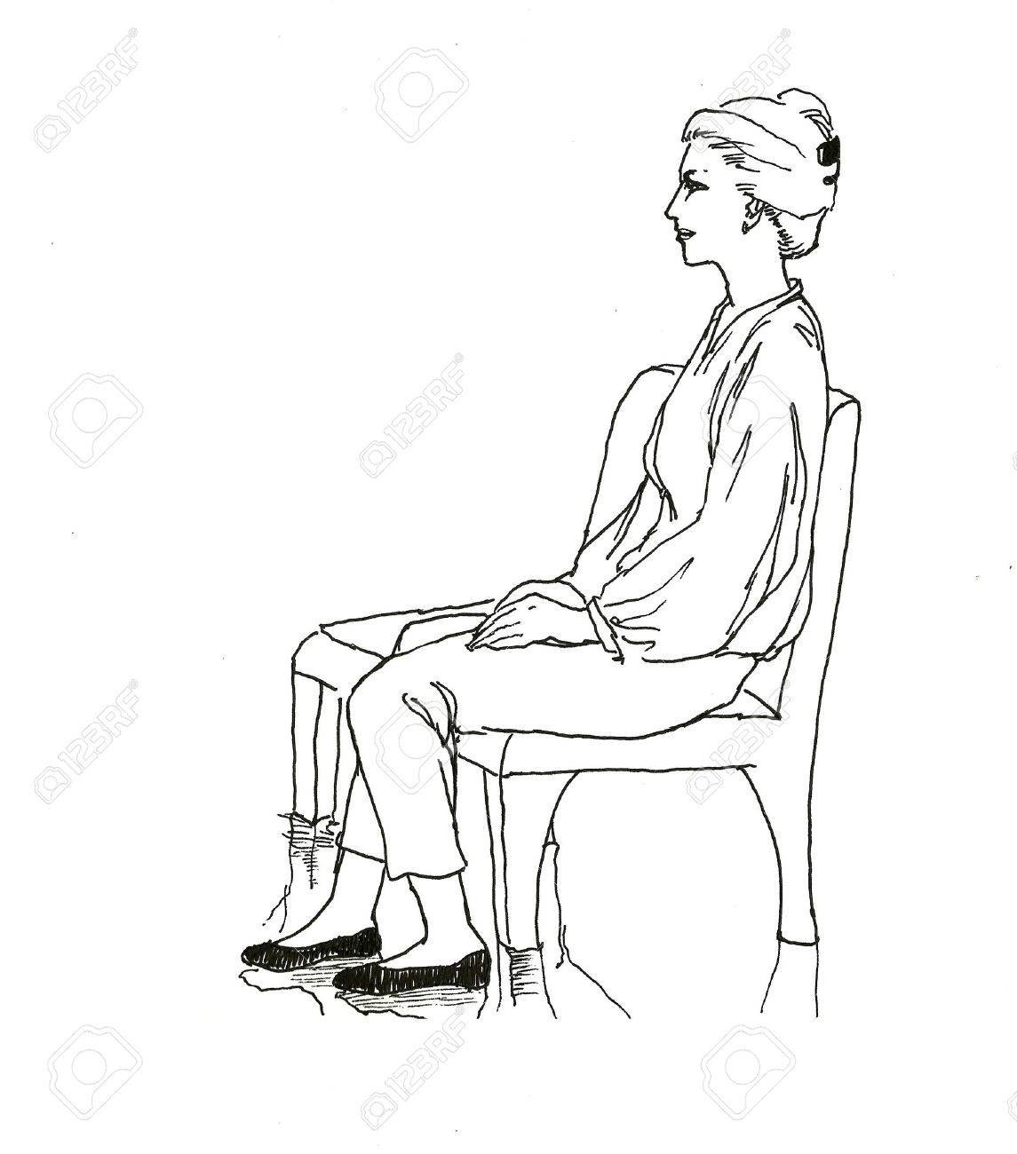 девочка сидит на стуле раскраска