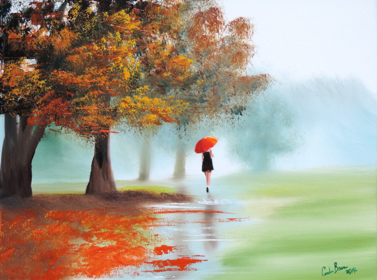 Осенний пейзаж с девушкой