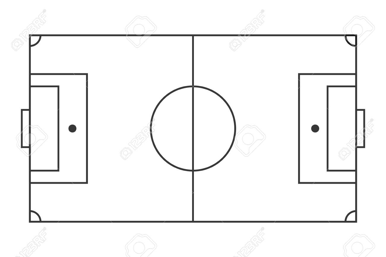 Схема футбольного поля сверху на бумаге