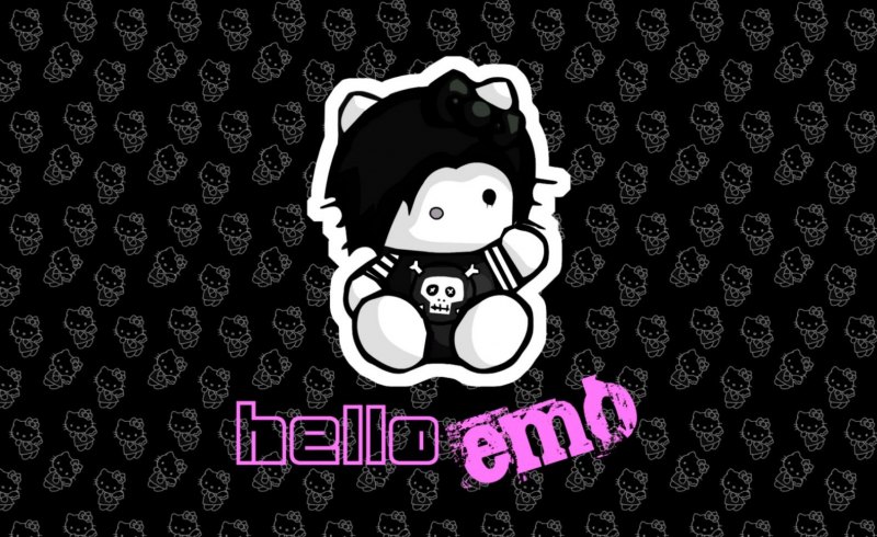 Hello Kitty на черном фоне