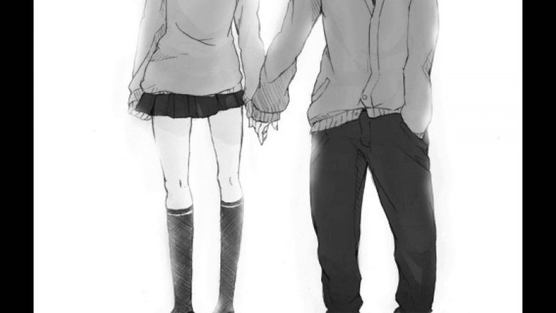 Арт парень и девушка держаться за руки