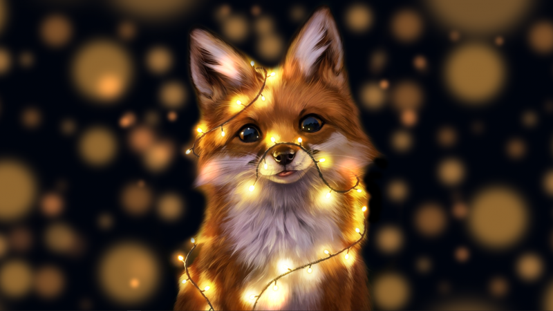 Лиса с гирляндой