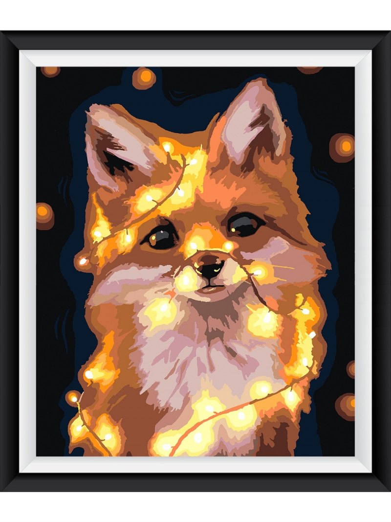 Арты лисы с гирляндой