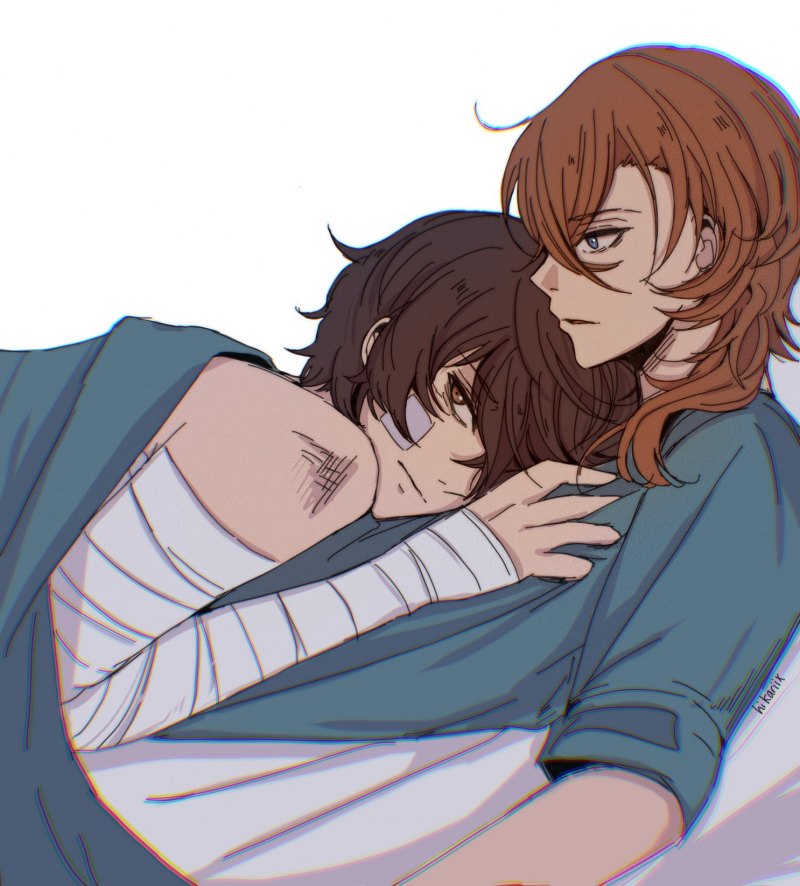 Дадзай Осаму и Чуя поцелуй