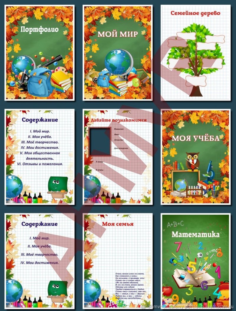 Готовые портфолио для начальных классов заполненный образец мальчика