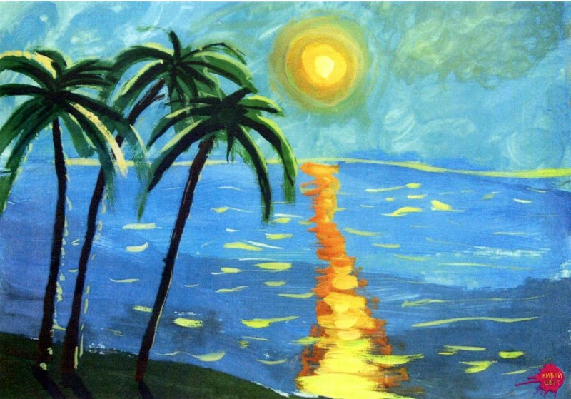 Рисование моря для детей