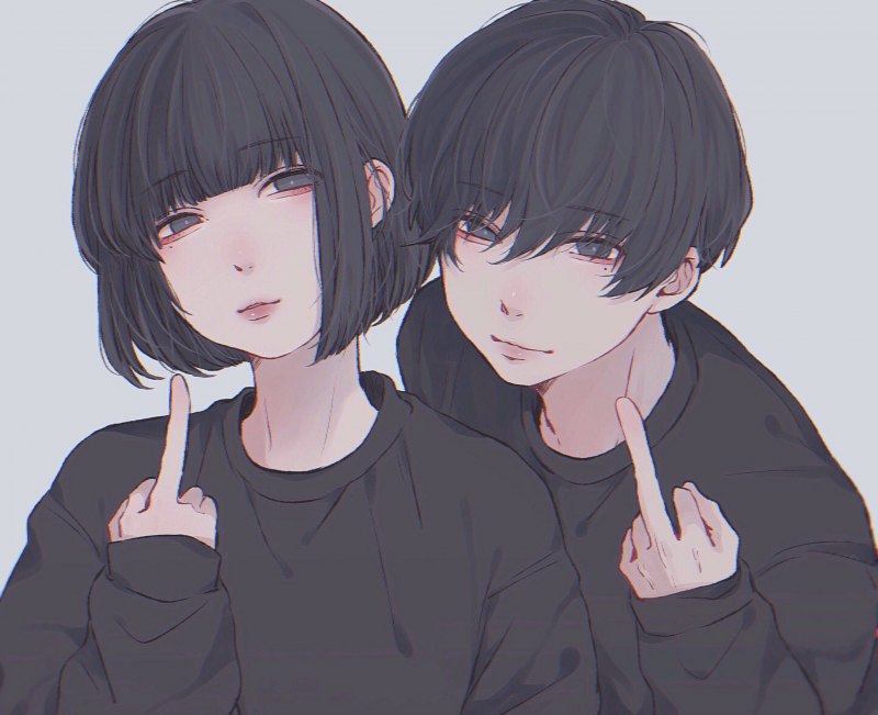 Аниме девушка с каре и парень