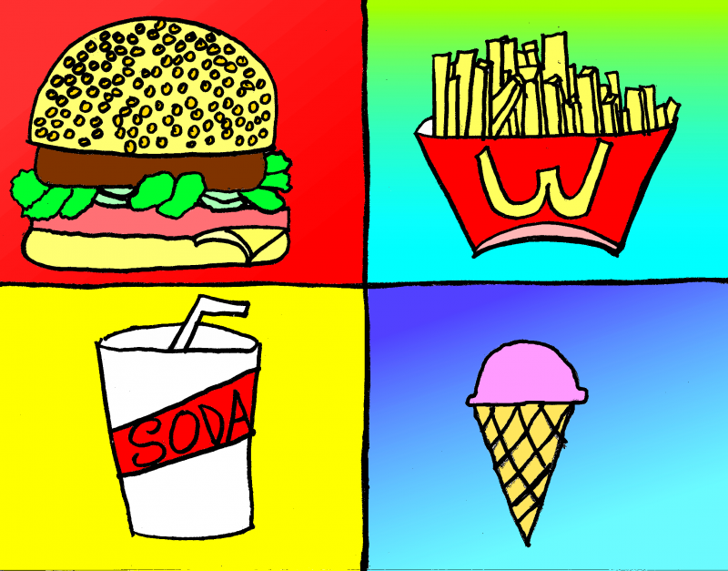 Поп арт с бургером