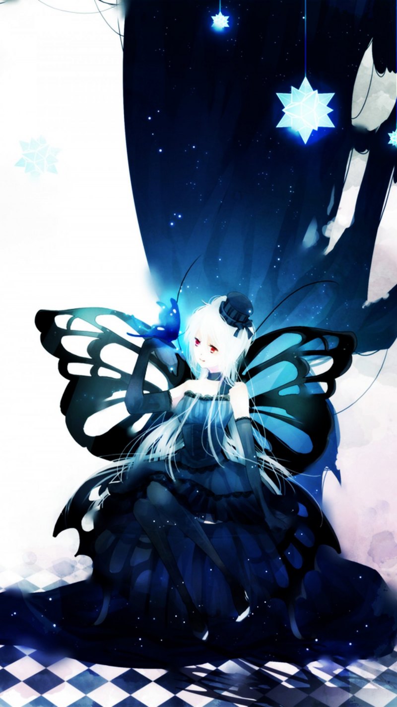 Аниме девушка с бабочками