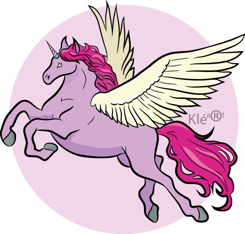 Единорог рисунок черно белый с крыльями