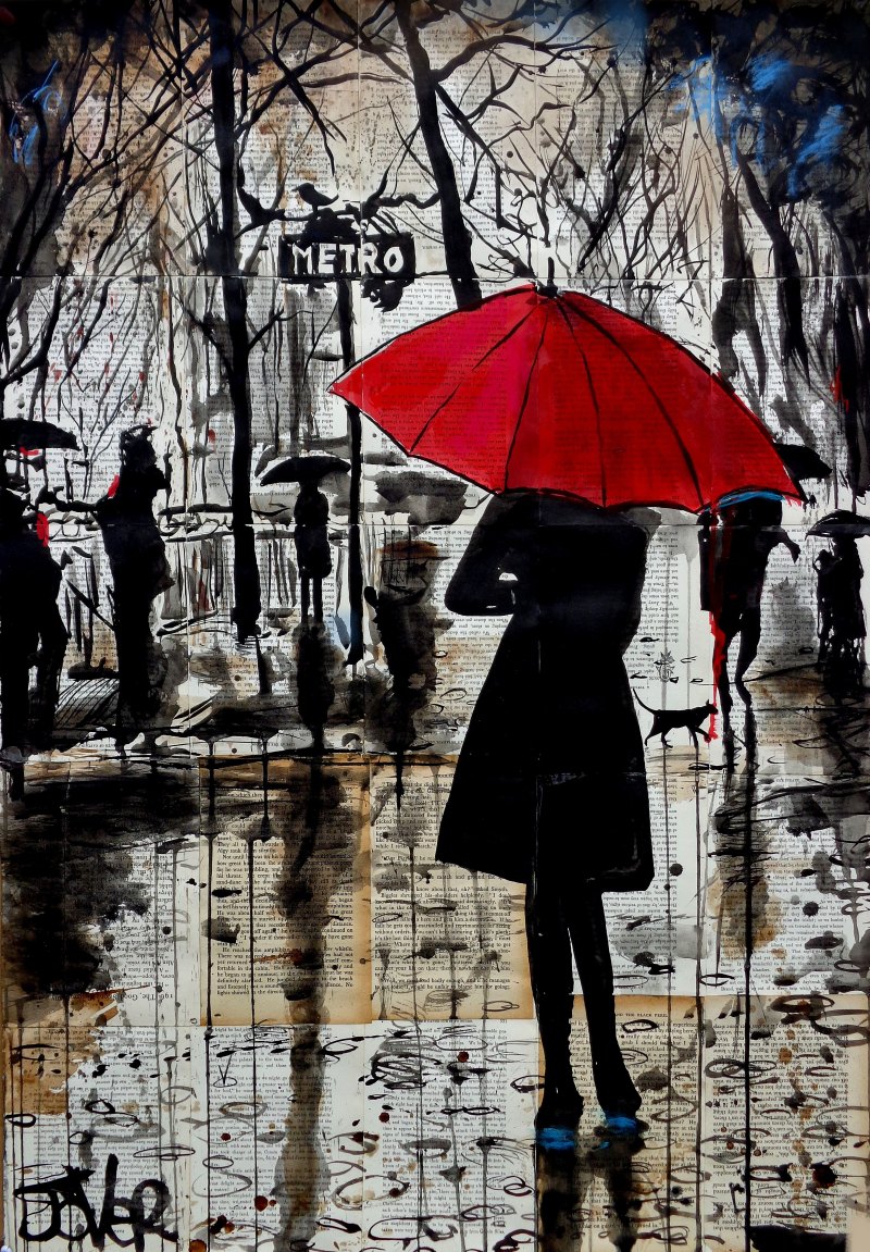 Девушка с зонтом картина
