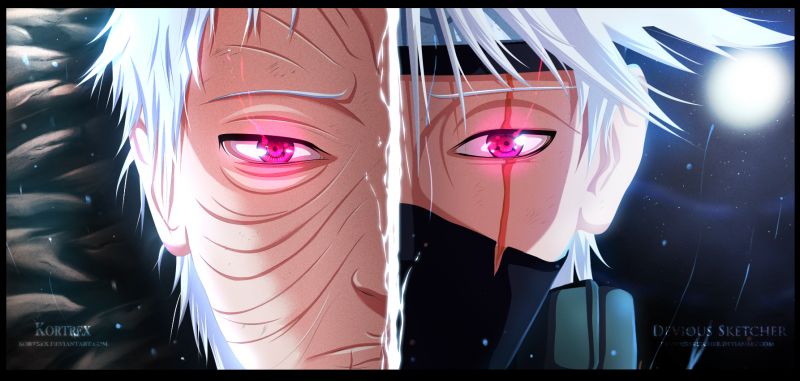 Uchiha Obito с белыми волосами