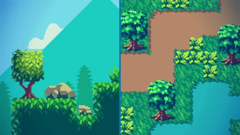 Трава Tileset Pixel Art