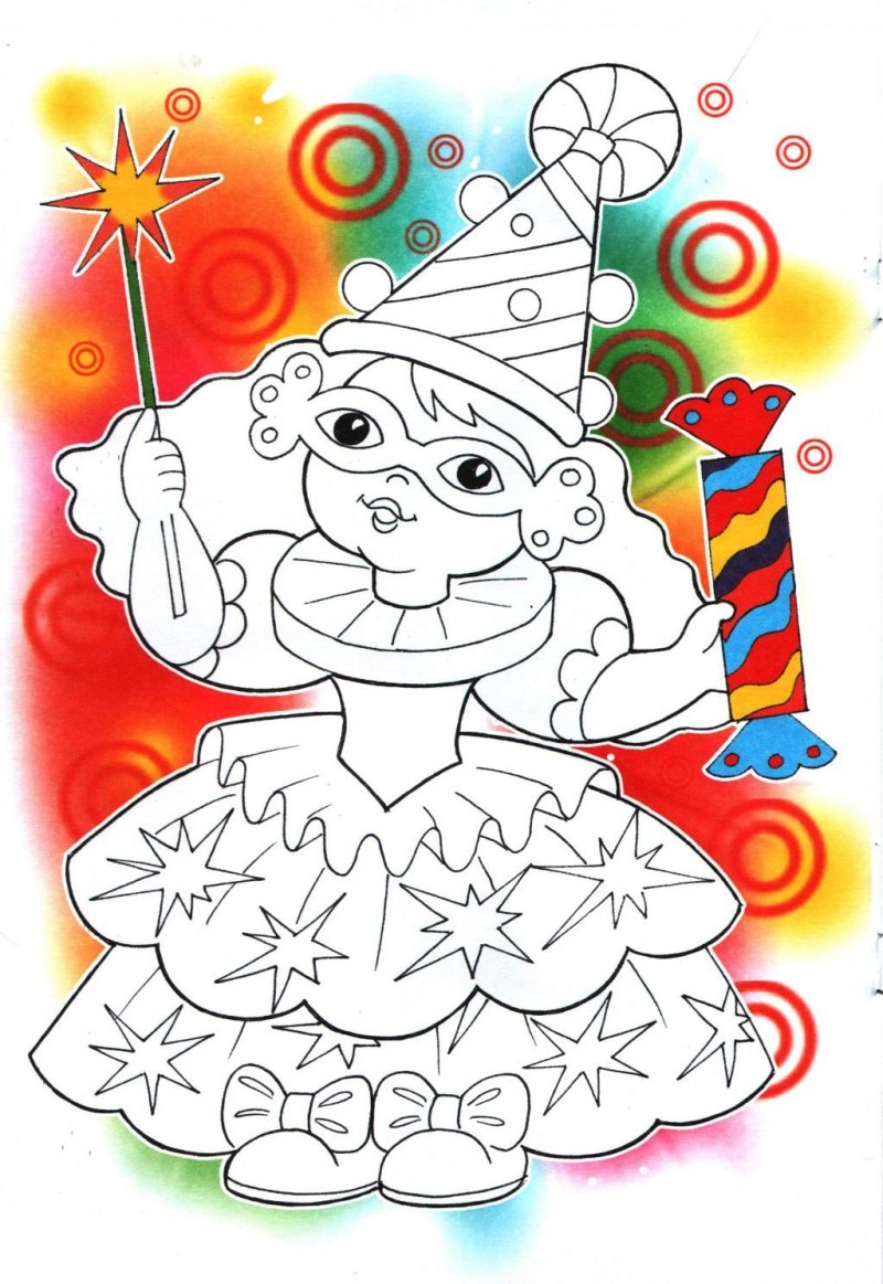 Новогодний карнавал раскраска для малышей