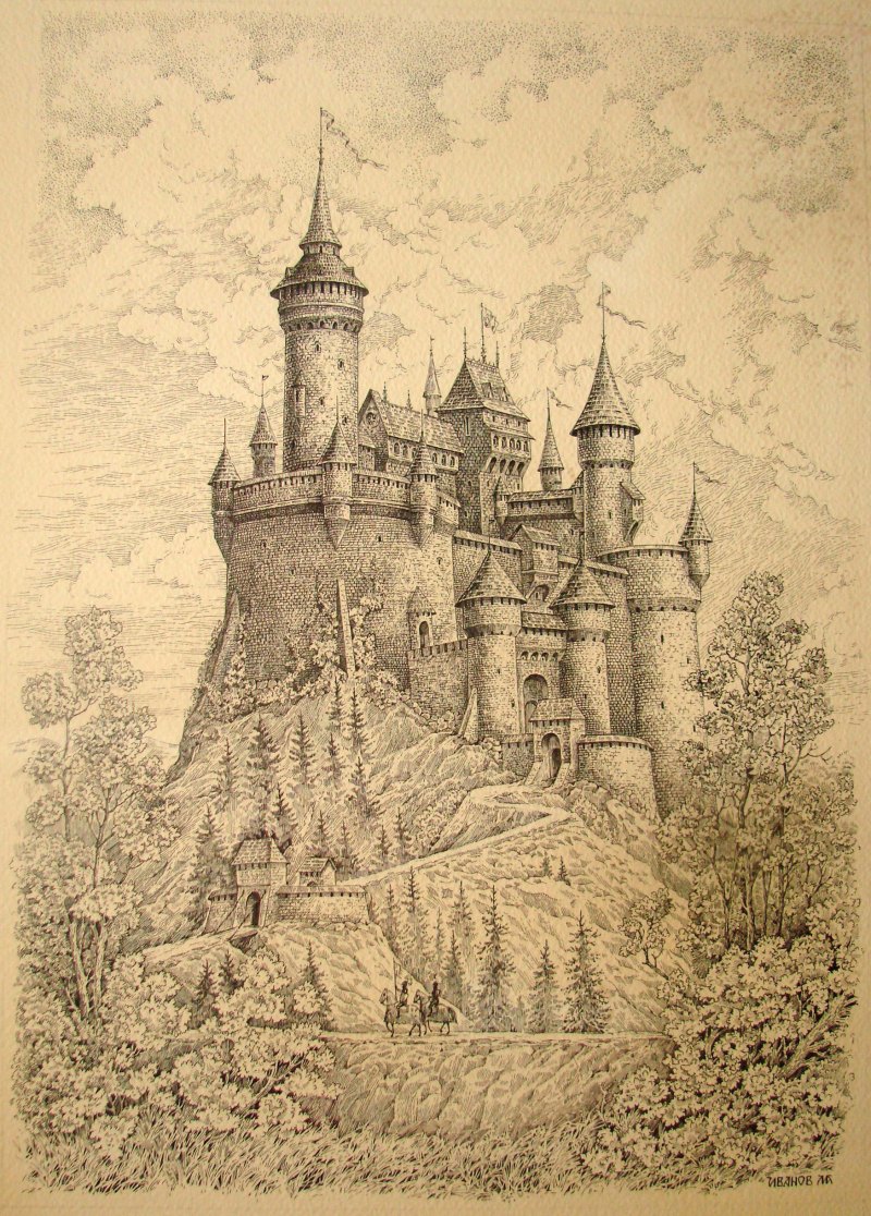 Замок гравюра