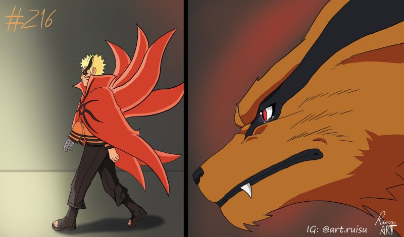 Наруто и Минато и курама