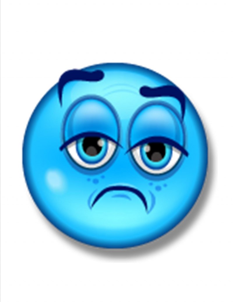 Грустный смайлик голубой