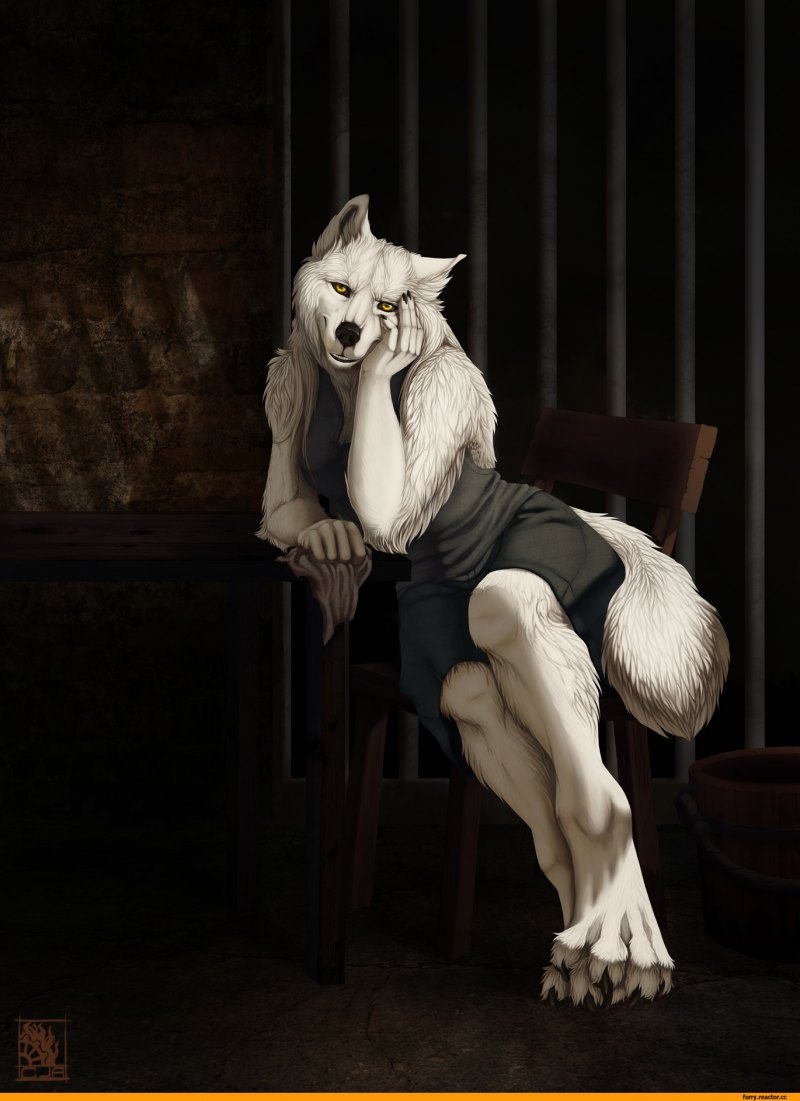 Фурри с белыми волосами