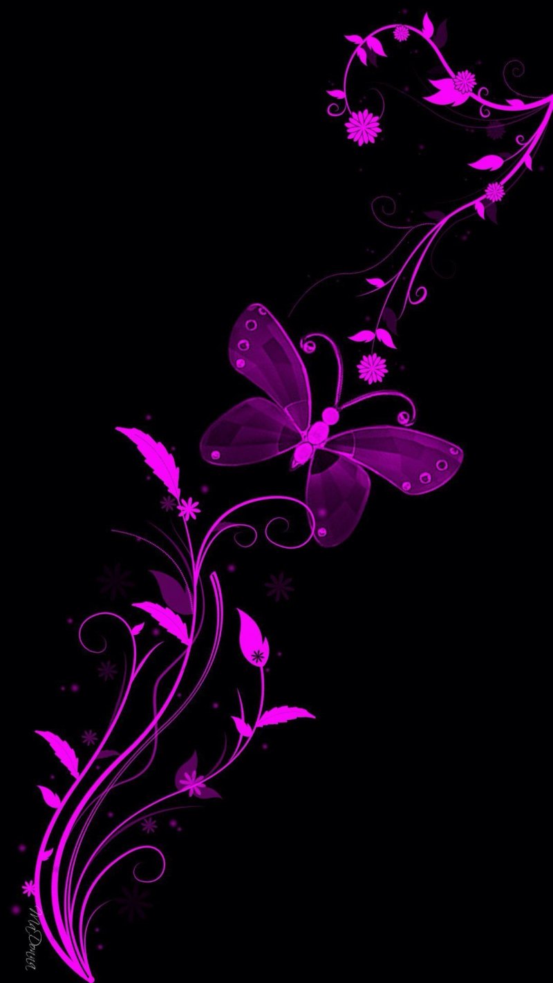 Фиолетовые обои на черном фоне