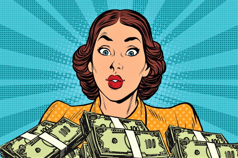 Нарисованная женщина с деньгами