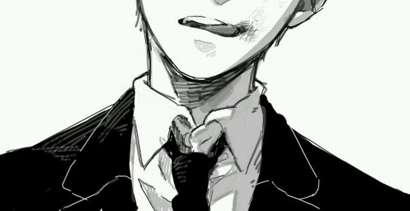 Чёрно белый арт парень