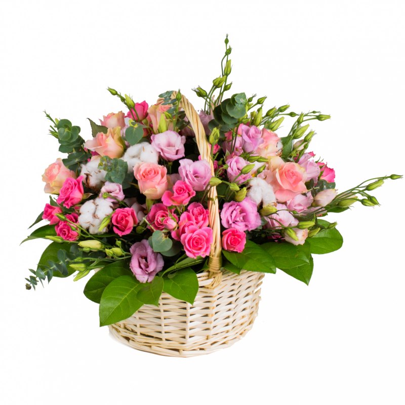 101 Пионовидная роза в корзине