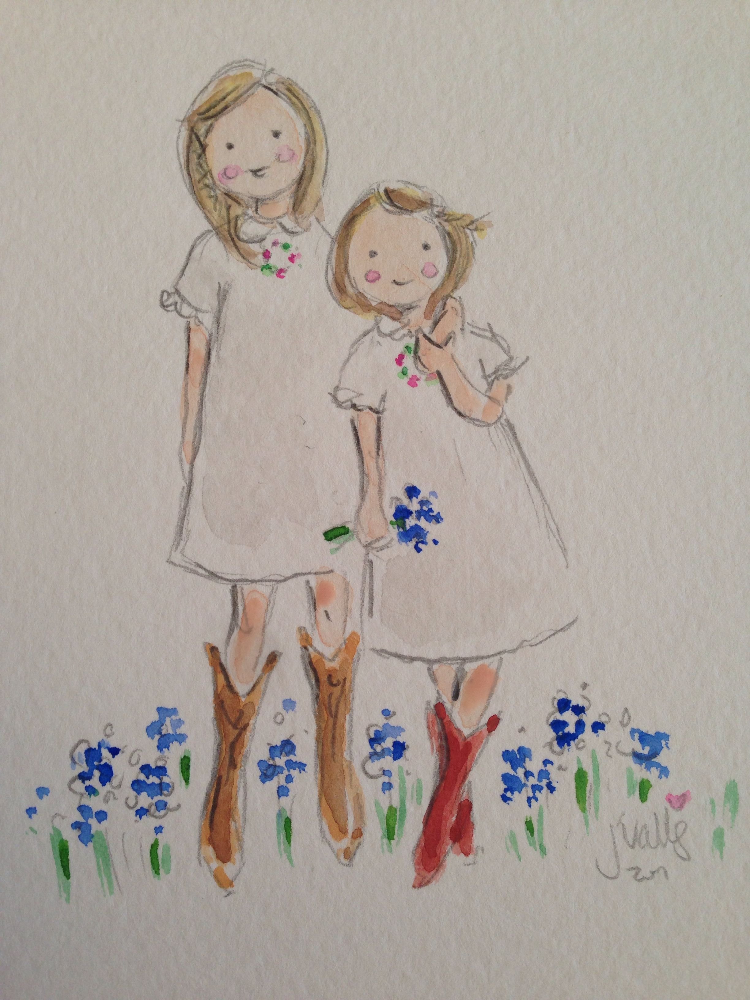 Нарисовать 2 сестер. Рисунок для сестры. Рисование для сестренок. Акварельные иллюстрации детские. Рисунок для сестры лёгкий.