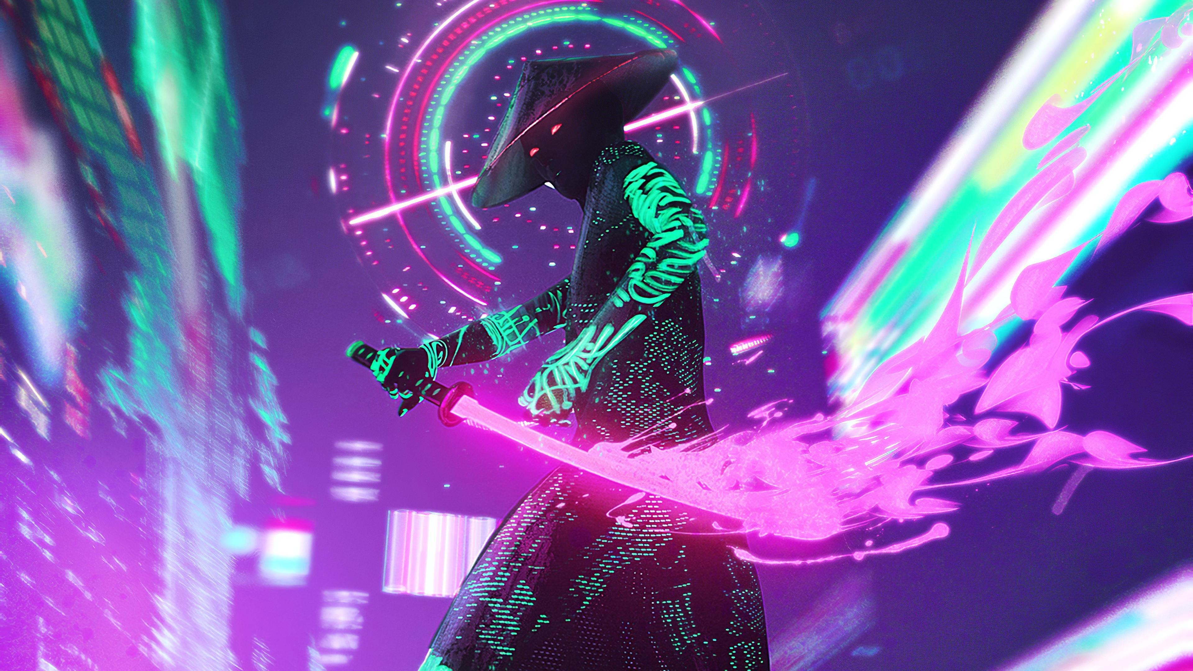 Cyberpunk 2077 Samurai неон аниме