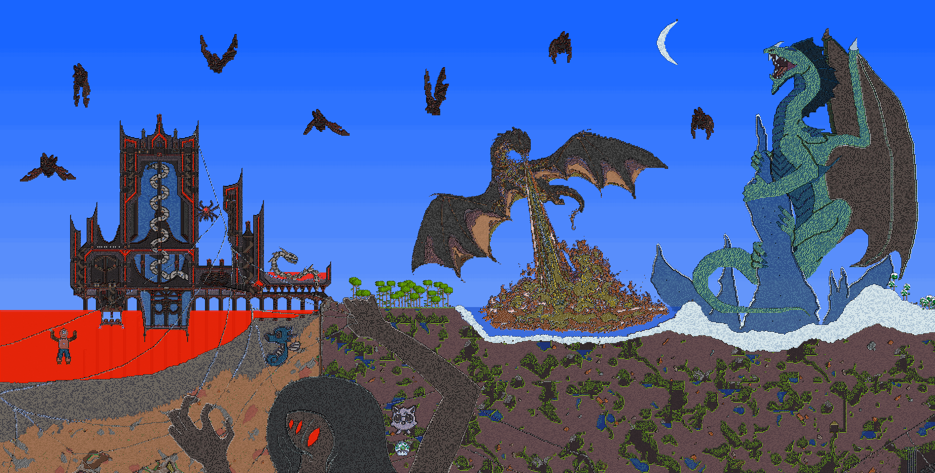 Dragon terraria. Terraria дракон босс. Террария статуя дракона. Terraria дракон постройка. Террария база дракон.