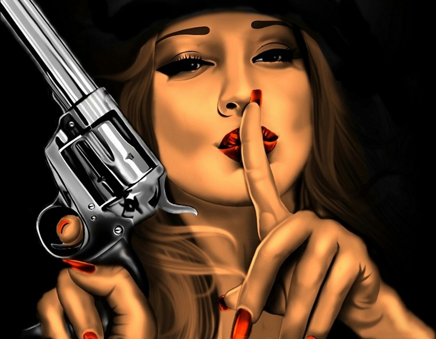 Девушка гангстер с пистолетом