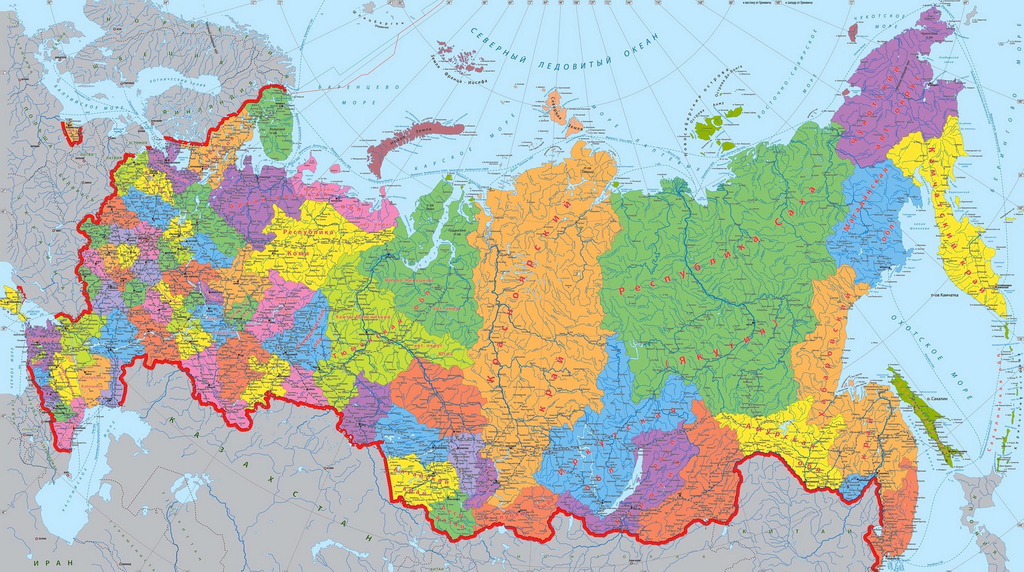 Политико-административная карта России 2021