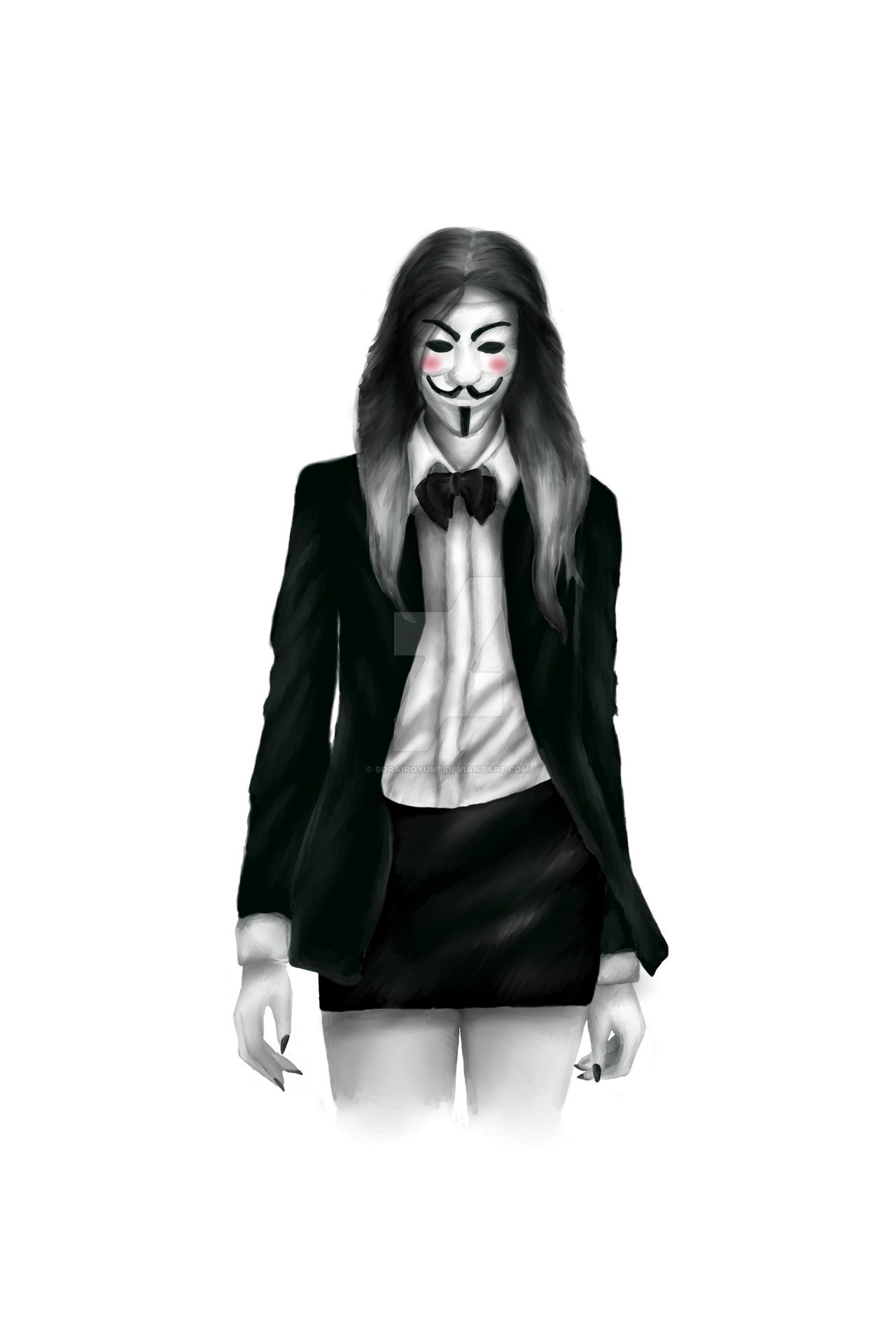 Девочка в маске Анонимуса арт