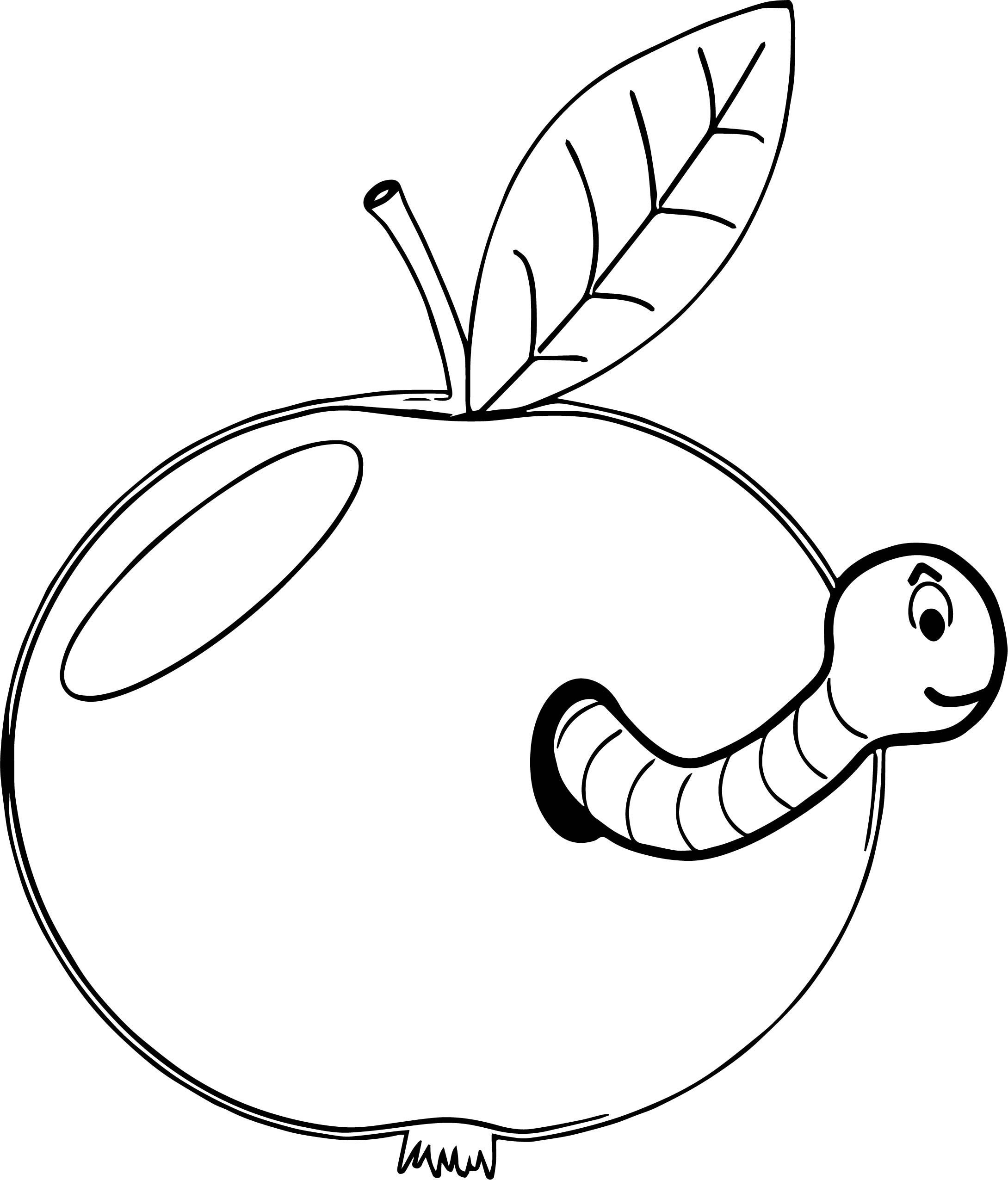 Яблоко с червячком раскраска для детей