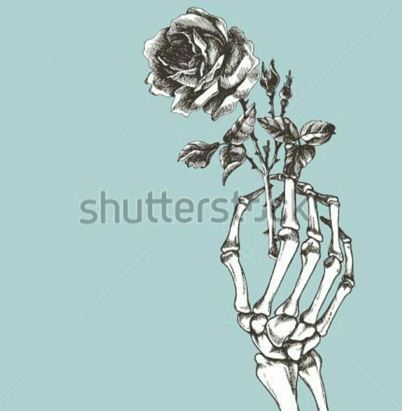 Рука скелета с розой