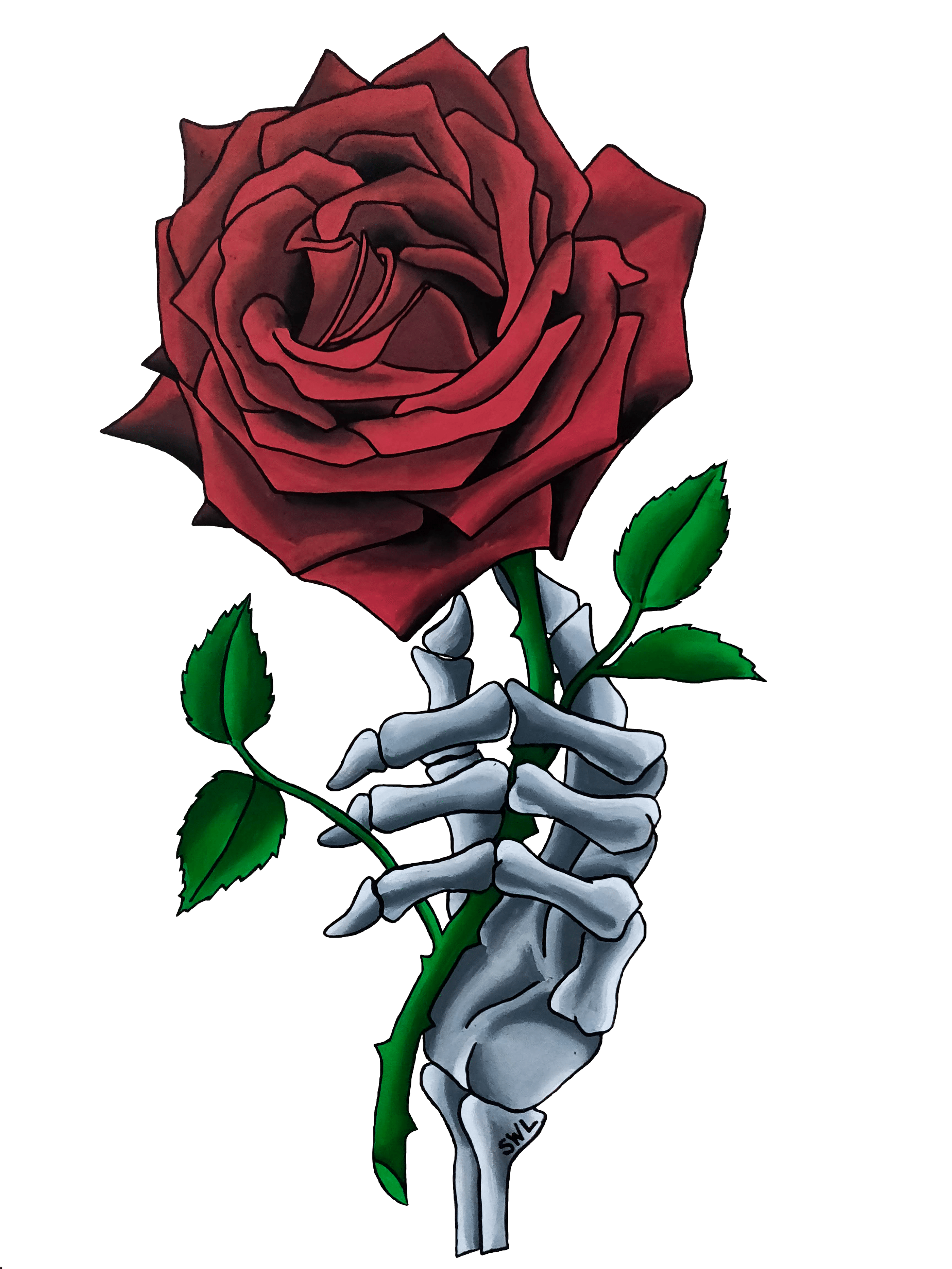Сколько держатся розы. Рука скелета с розой. Скелет с розой.