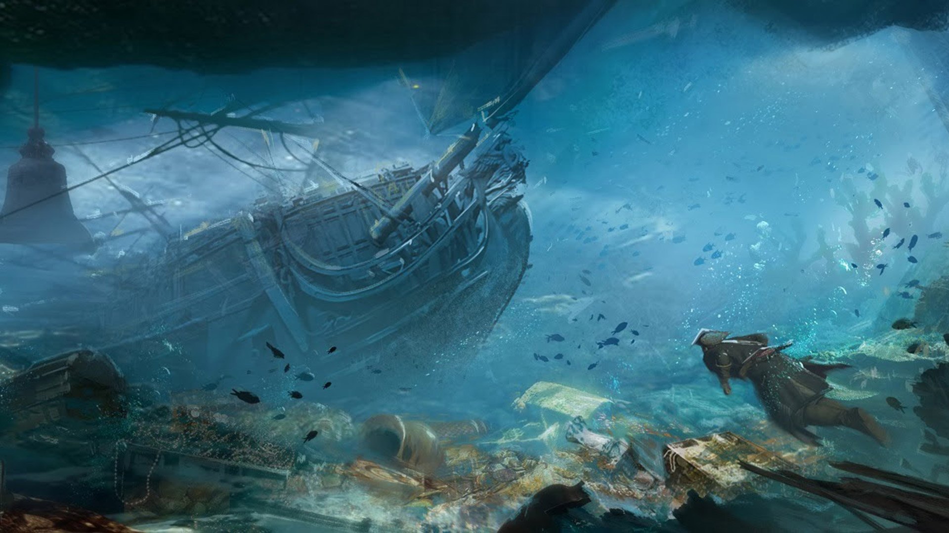 Игры утони. Ассасин Крид 4 затонувшие корабли. Затонувший корабль Assassins Creed 4. Ассасин Крид 4 арт корабль. Затонувший корабль месть королевы Анны.