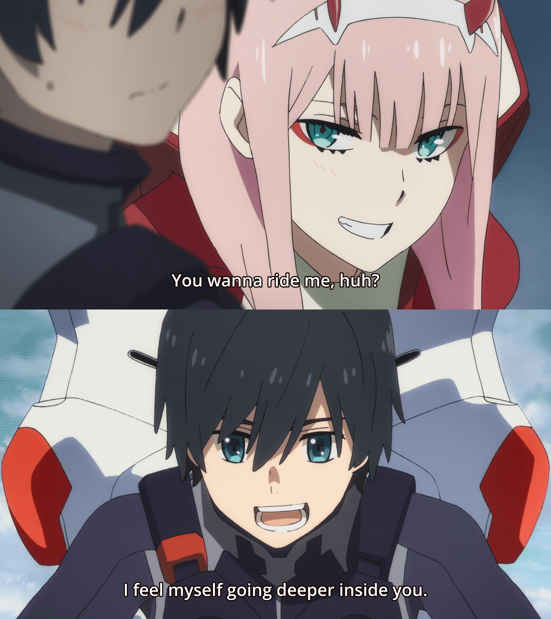 You wanna feel me. Darling in the FRANXX аниме. Франкс мемы. Милый во Франсе мемы. Цитаты из аниме милый во Франксе.