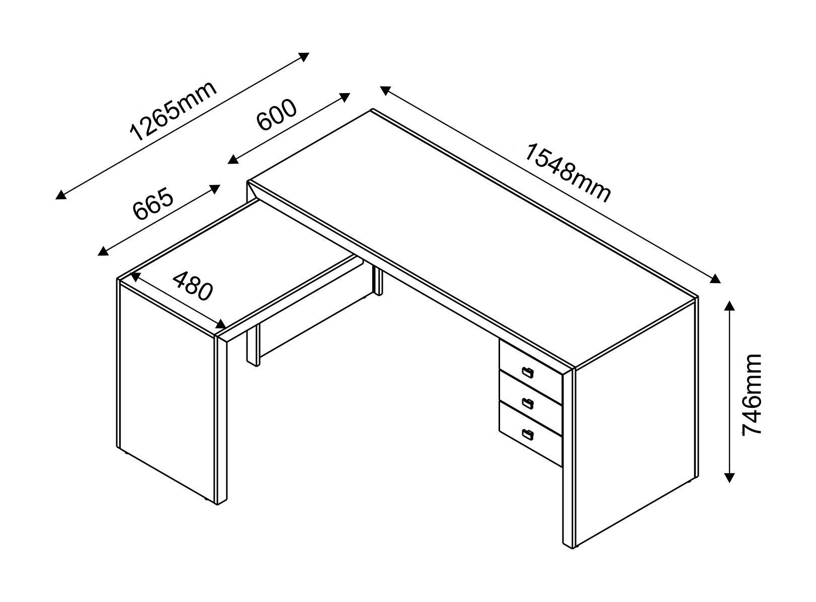 размеры компьютерного стола стандарт чертеж