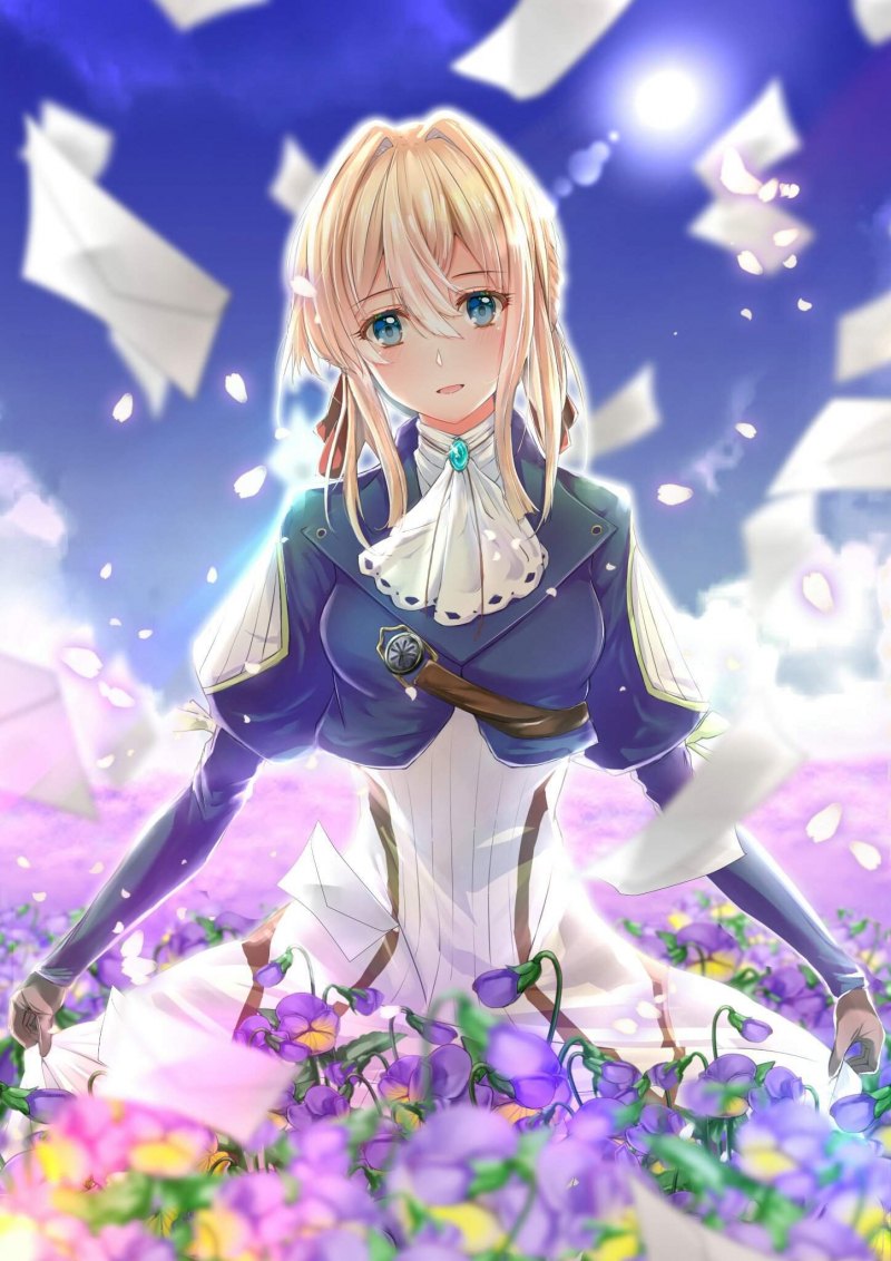 Violet Evergarden с цветком