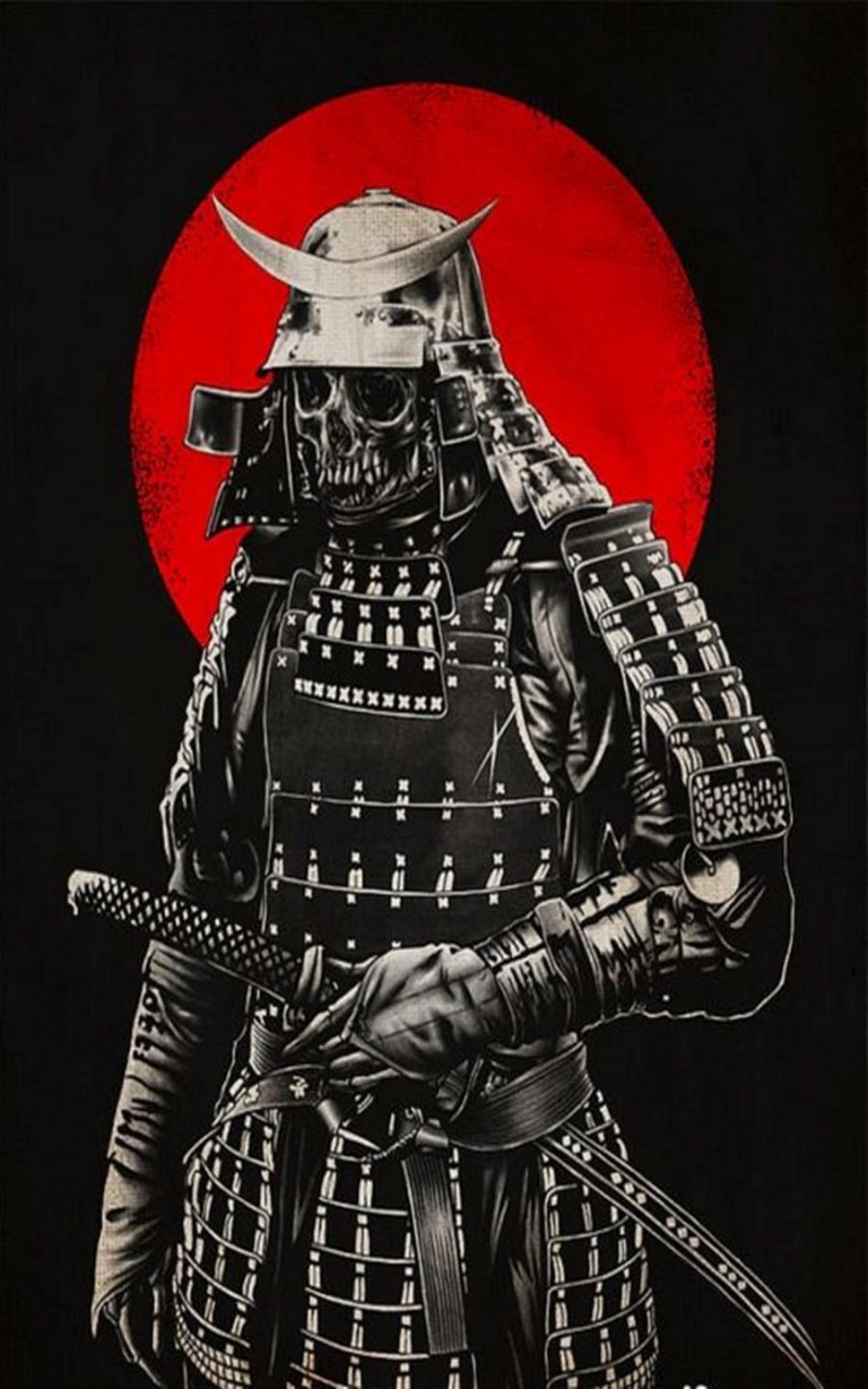 Самурай на Красном фоне