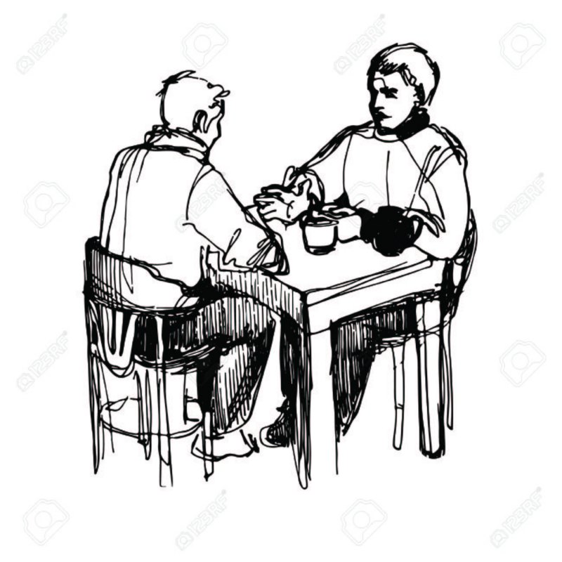 Зарисовки людей за столом