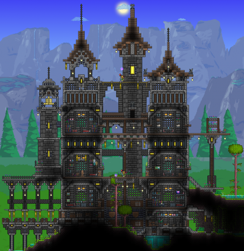 Terraria builds. Замок террария. Готический замок террария. Замки в террарии 1.4.