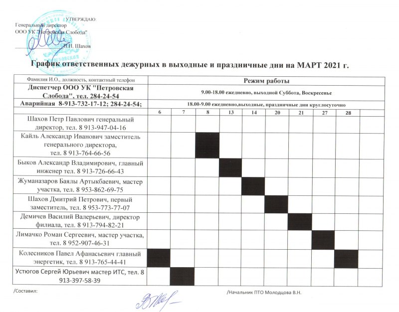 График дежурства в коммунальной квартире образец