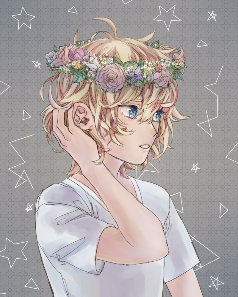 Парень с венком на голове арт